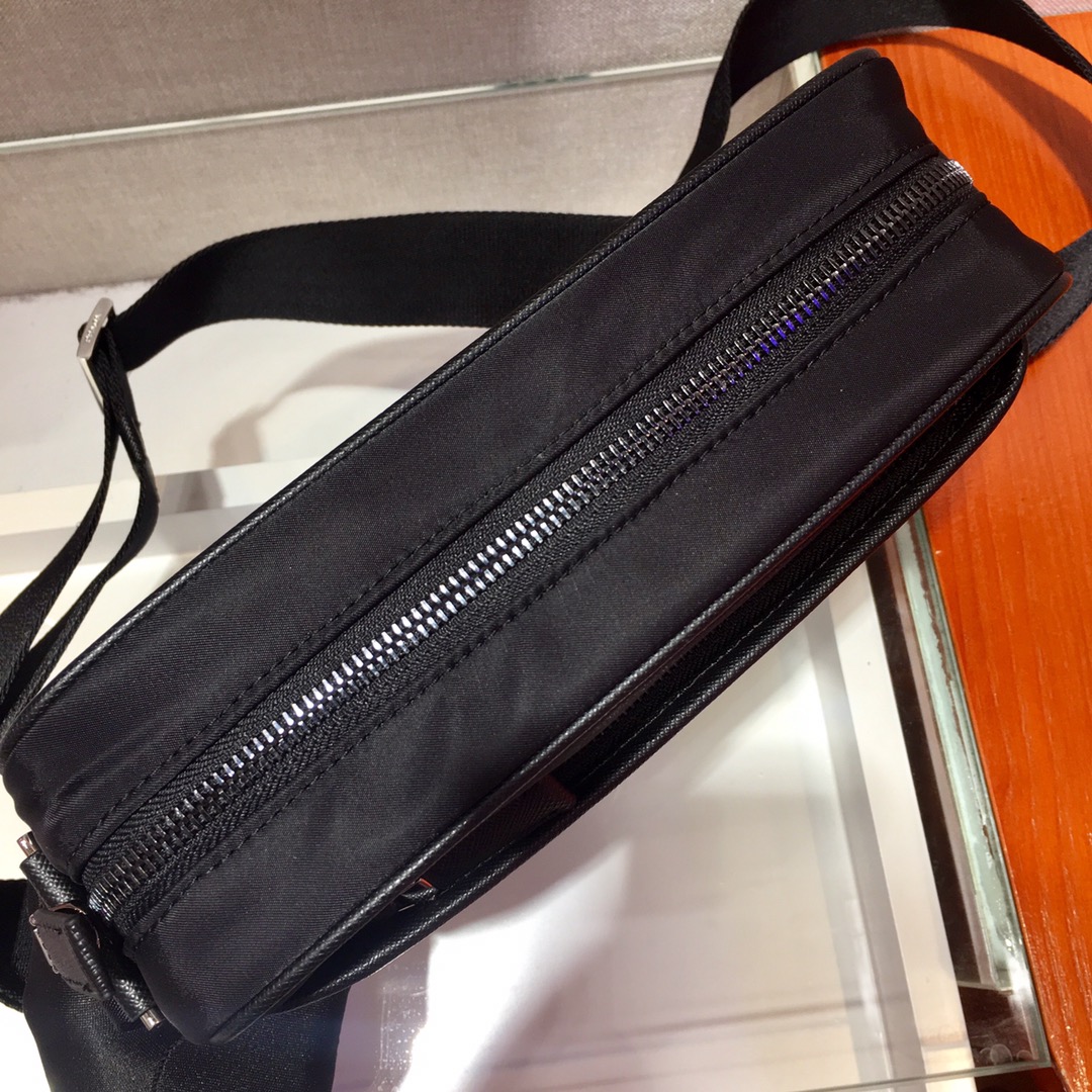 Pre-Owned Prada Re-Nylon and Saffiano Leather Shoulder Bag - Black