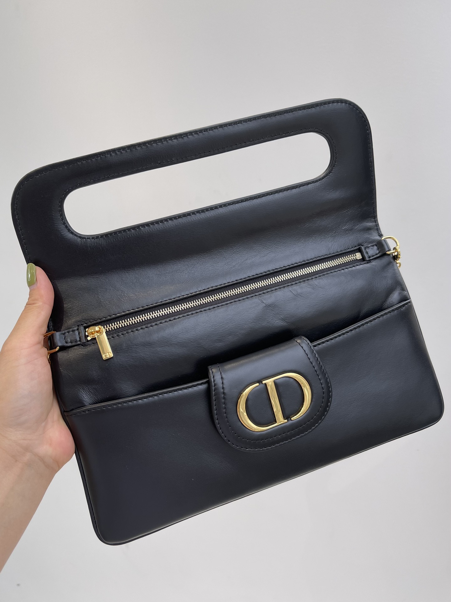 Pre-Owned Dior 2023 Medium CD Magnetic Flap Shoulder Bag in Black