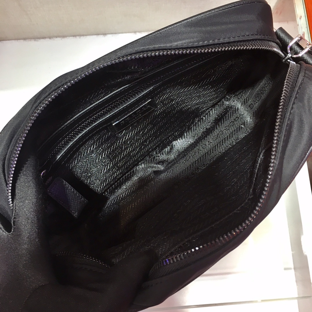 Pre-Owned Prada Re-Nylon and Saffiano Leather Shoulder Bag - Black
