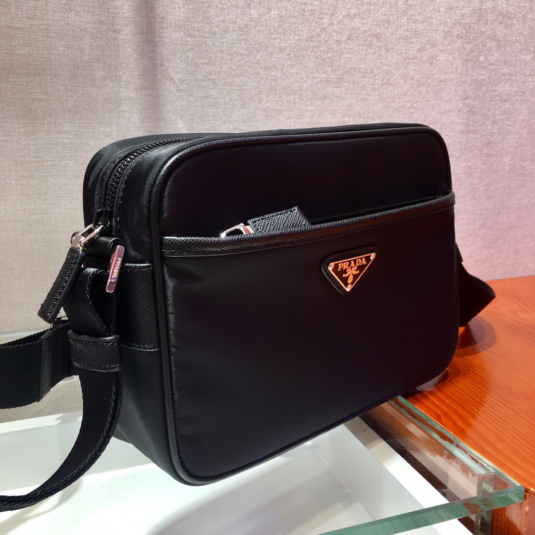Pre-Owned Prada Re-Nylon and Saffiano Leather Shoulder Bag - Black