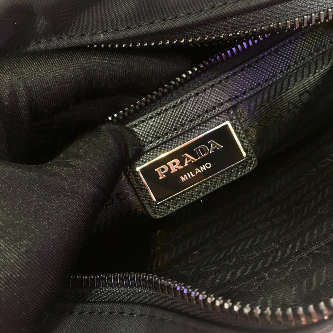 Pre-Owned Prada Re-Nylon and Saffiano Leather Shoulder Bag - Black