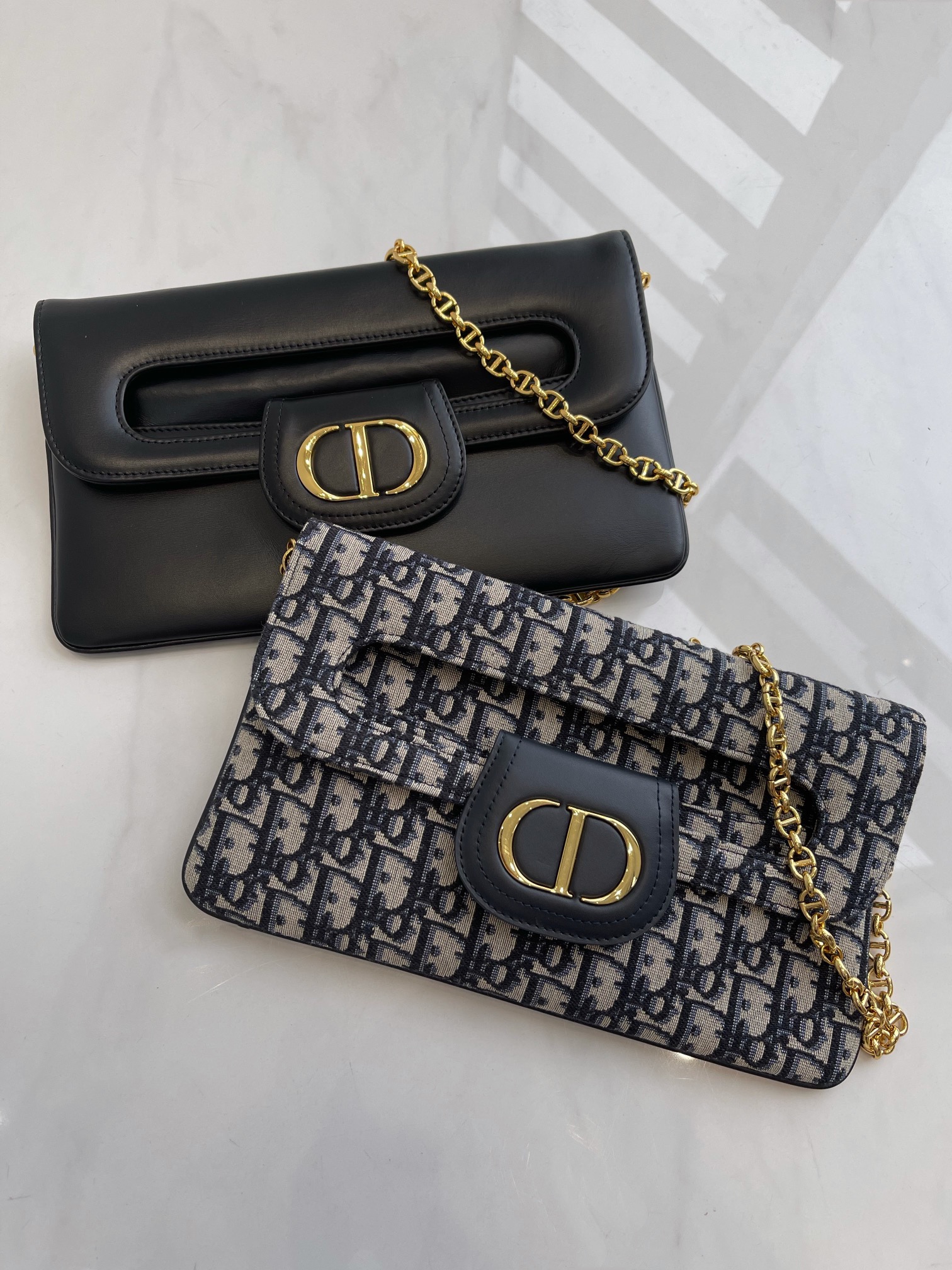 Pre-Owned Dior 2023 Medium CD Magnetic Flap Shoulder Bag in Black